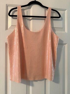 EXPRESS Women’s Peach Sequin Crop Top - L